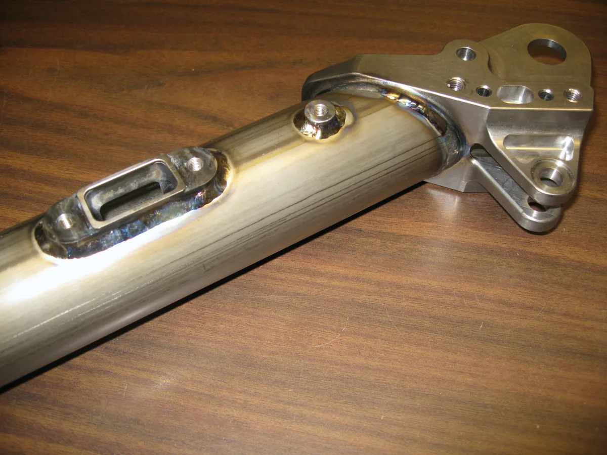 Machined titanium robot leg by Westar Manufacturing