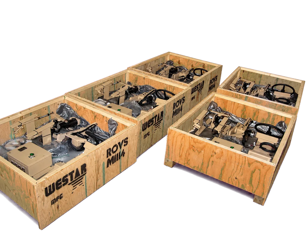 ROVS crated for shipment — Westar Robotics
